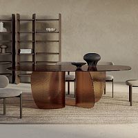 Contemporary table Blurglassglass baseoval