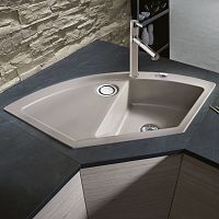 Single-bowl kitchen sink Mera Eckwith drainboardceramicovermount