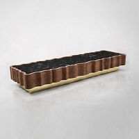Original design coffee table IL PEZZO 2walnutsolid woodbrass