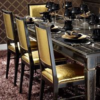Contemporary chair JAIPUR GOLDindoorleatherwooden base