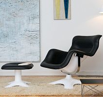 Contemporary armchair Karusellileathersteelfiberglass