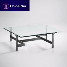Traditional coffee table GEOGLYPHEglasssteeliron