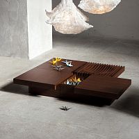 Unique design coffee table BARRINGER CRoakwalnutoak base