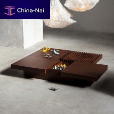 Unique design coffee table BARRINGER CRoakwalnutoak base