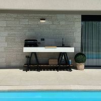 Small kitchenette JAZZ onein WPCstainless steelconcrete