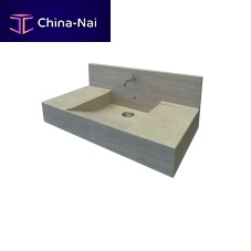 Single-bowl kitchen sink STILEwith drainboardtravertinecountertop