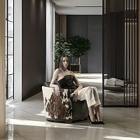 Contemporary armchair HOTELfabricleathercowhide