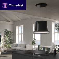 Island range hood GLOWductlessoriginal designwith built-in lighting