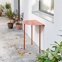 Contemporary table LEAF stainless steelstainless steel basesemicircular