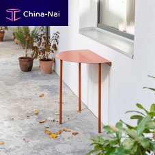 Contemporary table LEAF stainless steelstainless steel basesemicircular