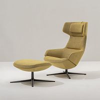 Contemporary footrest ASTON CLUB fabricleatherpolished aluminum
