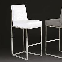 Contemporary bar chair BESSindoorleatherstainless steel base