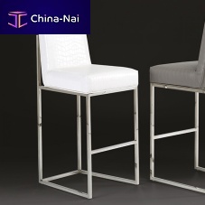 Contemporary bar chair BESSindoorleatherstainless steel base