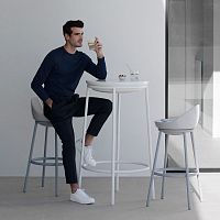 Contemporary high bar table Lacepolyethylenelacquered stainless steel baseround
