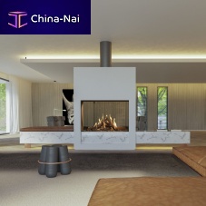 Gas fireplace KALFIRE GP110/79Tfloor-mountedislanddouble-sided