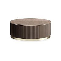 Contemporary coffee table AIM IIwoodenbrushed brass baseround