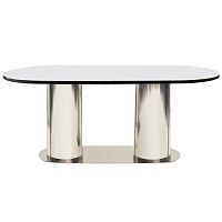 Contemporary dining table Aspenpolished stainless steelpolished stainless steel baseoval
