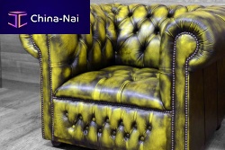 Chesterfield armchair Lemonleatherbeechgreen