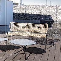 Contemporary garden bench Corda steelropewith backrest