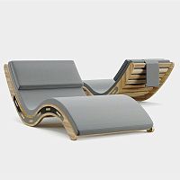 Contemporary chaise longue DUNESunbrella®woodenstainless steel