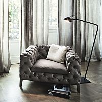 Chesterfield armchair WINDSORvelvetcottonwith removable cushion