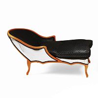 Classic chaise longue Vis--Vis fabricleatherwooden