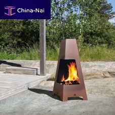 Wood-burning fireplace TERRAZZAfloor-mountedSingle-sidedoutdoor