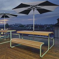 Contemporary table and bench set _changesolid woodgalvanised steelpatio