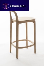Contemporary bar chair SIRO+indoorleatherwooden base