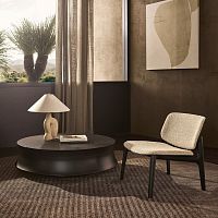 Contemporary fireside chair CURVEfabricleatherwooden