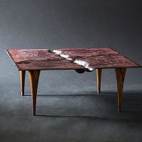 Original design coffee table MARS2woodenglasssquare