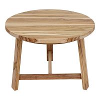 Contemporary side table INGOteaksolid wood baseround