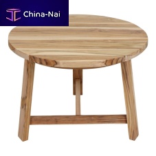 Contemporary side table INGOteaksolid wood baseround