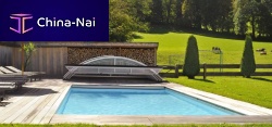 Mid-high swimming pool enclosure telescopicmanualfor in-ground swimming pools