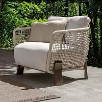 Contemporary armchair ARGO fabricropewooden