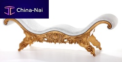 New Baroque design upholstered bench IMPERIO wooden basewhite