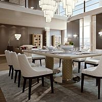 Contemporary dining chair BELLAGIO indoorfabricwooden base