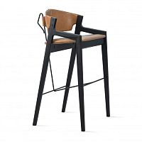 Contemporary bar chair HARPindoorleatherwooden base