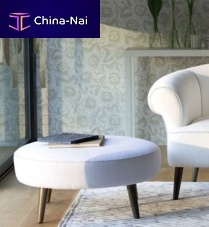 Contemporary ottoman STITCHChesterfieldfabricupholstered
