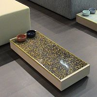 Contemporary coffee table MOTINAceramicsandstonemetal base