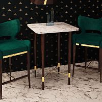 Contemporary high bar table QUENTINsolid woodpolished brassmarble