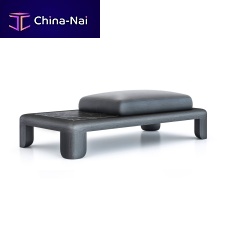 Contemporary upholstered bench QUARTAM fabricoak baseamerican walnut base
