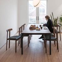 Contemporary dining table ABLEwood veneermarblealuminum base