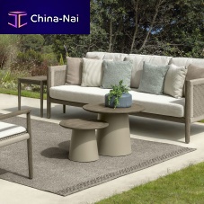 Contemporary coffee table DOLCEVITA teakaluminum baseround