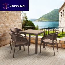 Contemporary bistro table ORLANDO 80resin wickerresin wicker basesquare