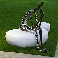 Original design garden bench CLAP.Lwhite cementfiber cementhandmade