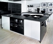 Contemporary kitchen DELTA : BLANC & NOIRmelamineislandwith integrated handle
