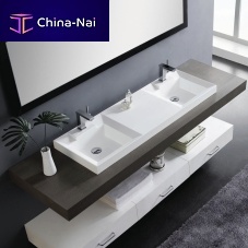 Built-in washbasin DUETresinwith adjustable mirrordouble