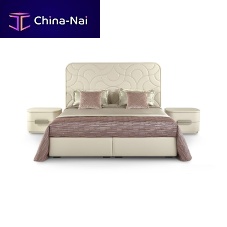 Double bed AMIDELEcontemporaryupholsteredwith headboard