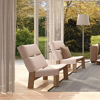 Contemporary fireside chair BANDfabricteakaluminum